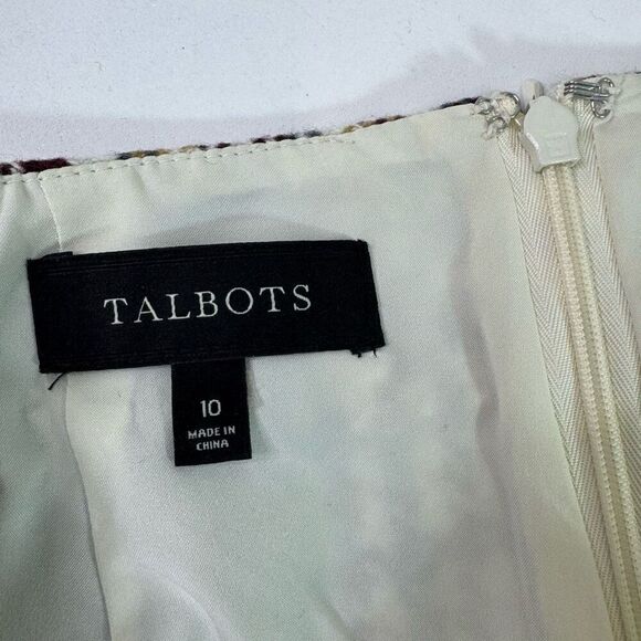 Talbot's Skirt Womens 10 Pencil Wool Houndstooth Check Classic Brown Preppy - Picture 5 of 9